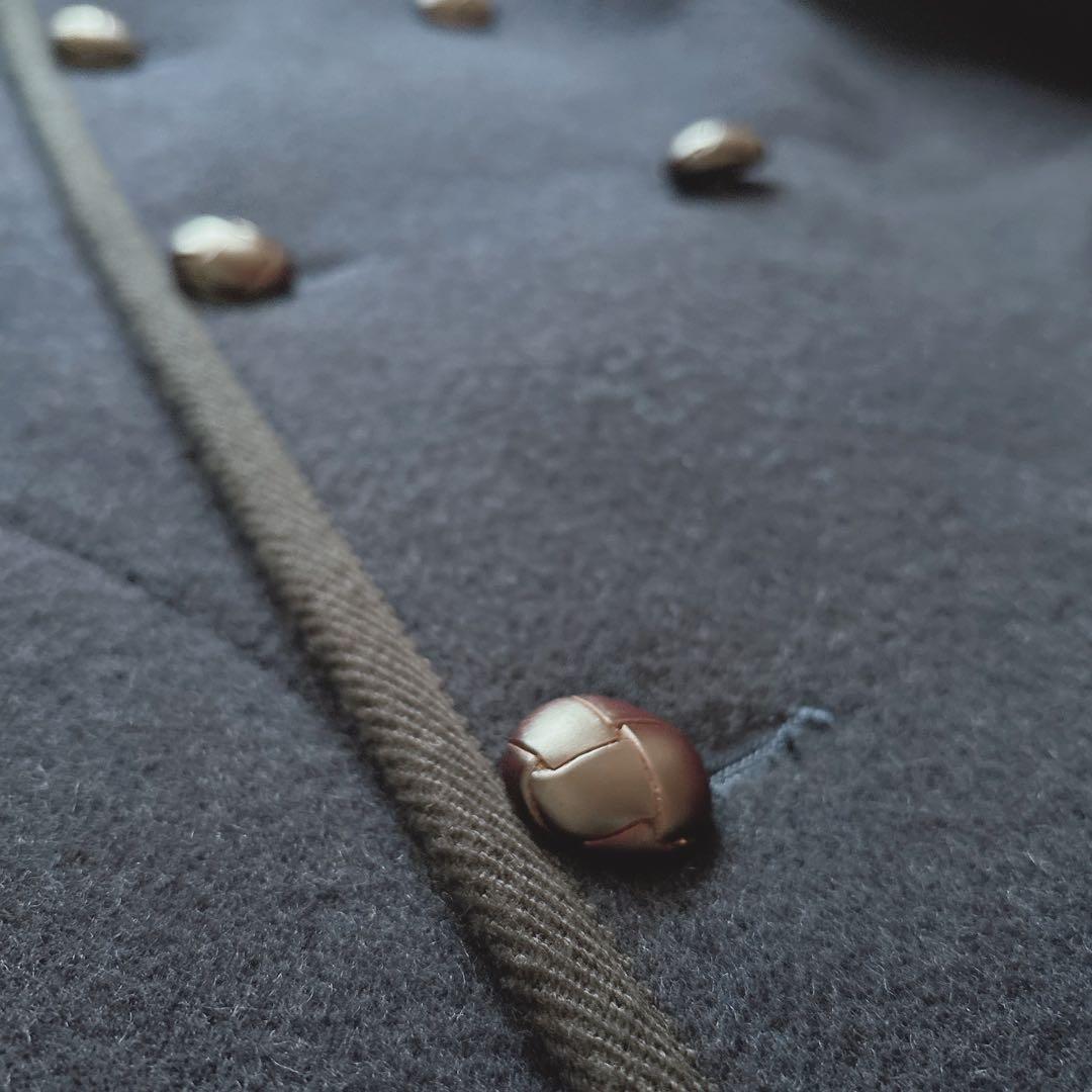 【極美品】DANTON フード付きウールコート くるみボタン 38 ネイビー L