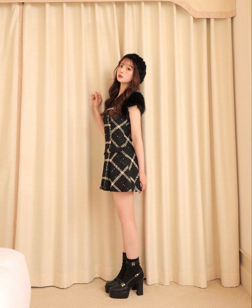 ワンピース Mmeeme Maison tweed mini onepiece