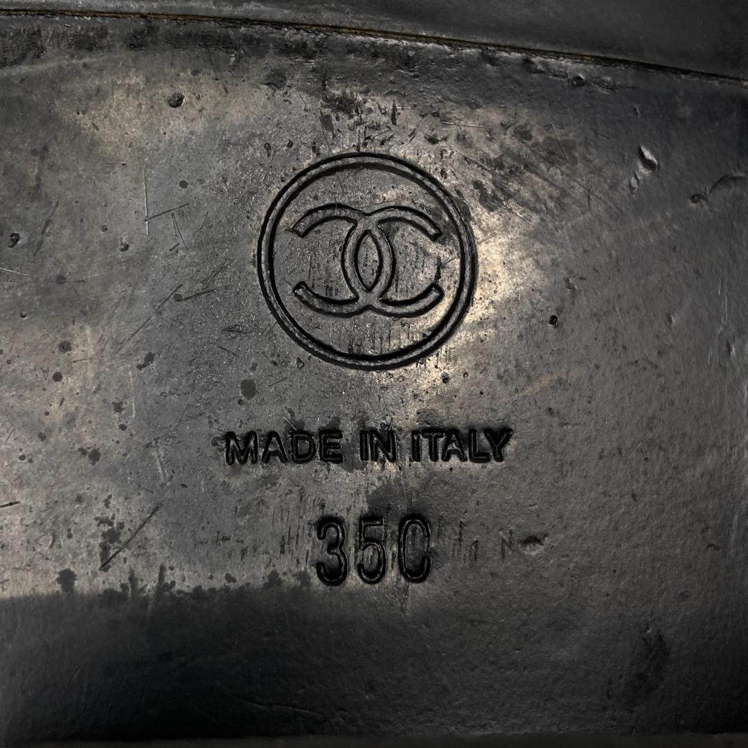 シャネル ココマーク エンジニアブーツ 35C レザー ブラック サイドジップ