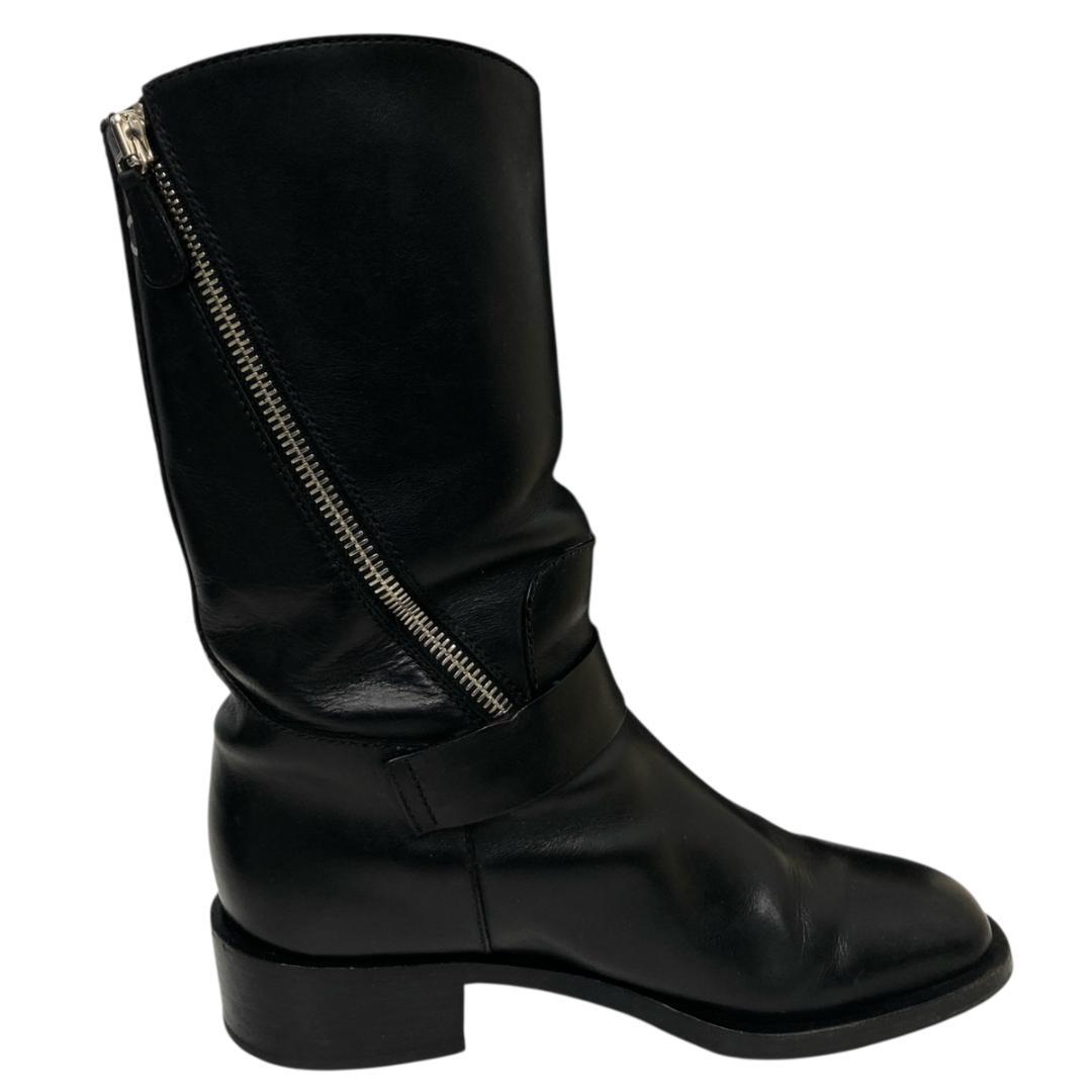 シャネル ココマーク エンジニアブーツ 35C レザー ブラック サイドジップ