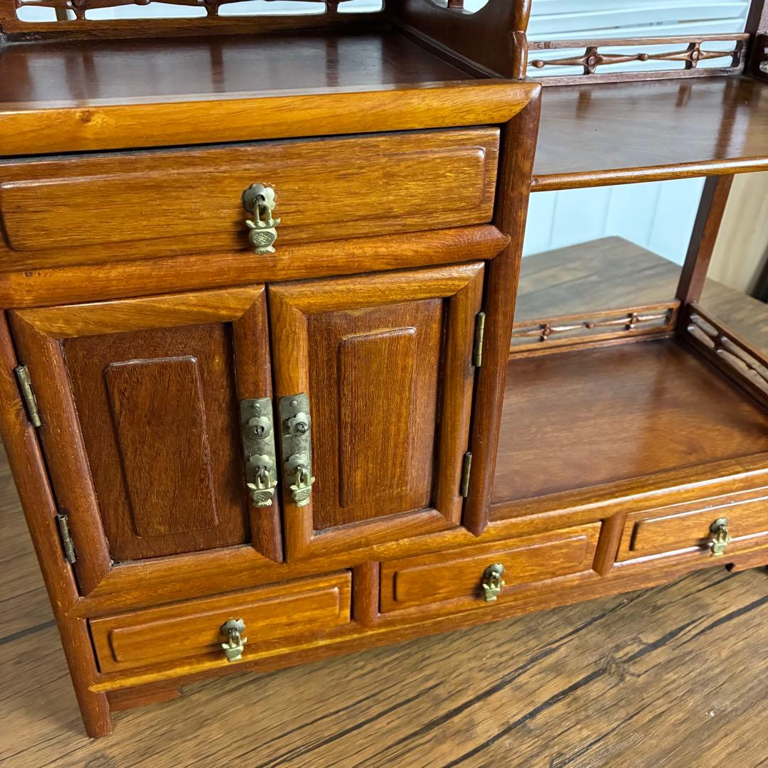 【送料込】和風家具　棚　唐木家具　和室民芸家具　アンティーク　昭和レトロ　小物入