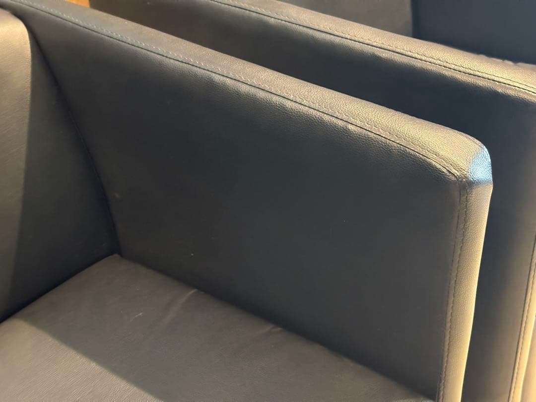 ①ブラック モダン 1人掛けソファ 1Pソファ 合皮レザー アンティーク SG