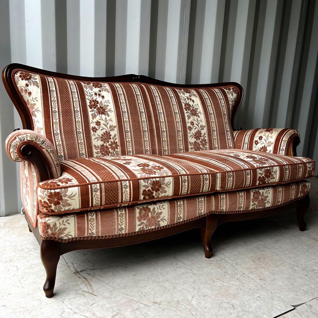 取付無料！マルニ マキシマム アンドリュー ロココ調 猫脚姫系花柄ピンクソファ✨