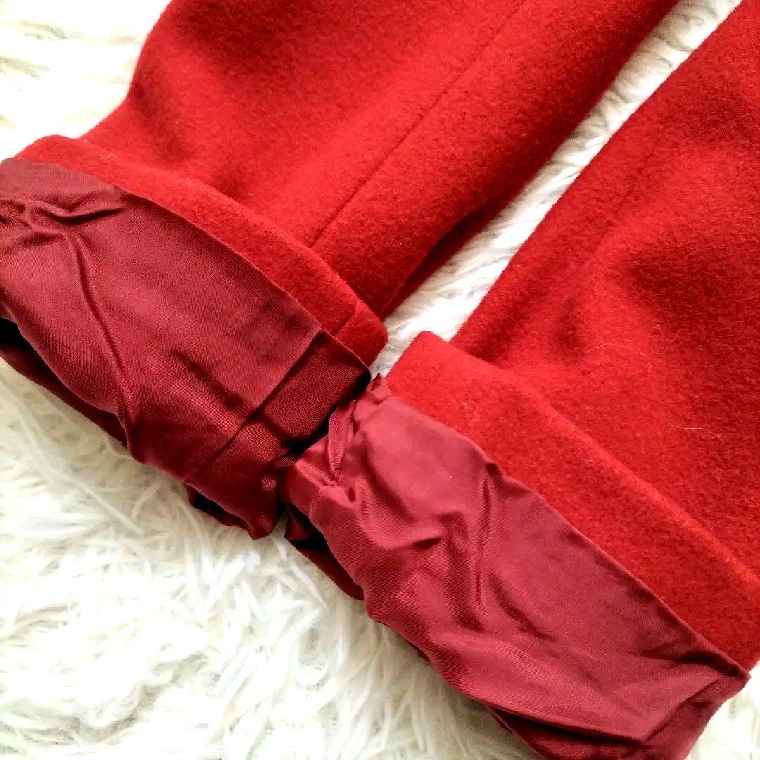 美品✨モラビト　ウール100%コート　ミドル丈　ピーコート　ダブル 　レッド　M