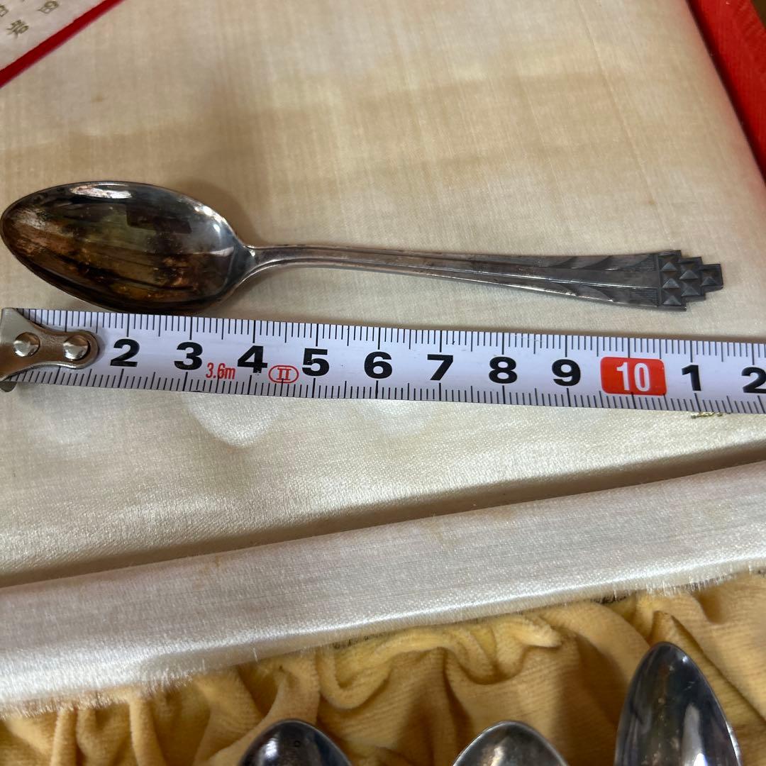 新品◆②純銀製　装飾的ハンドル スプーン6本セット　昭和レトロ　生駒時計店