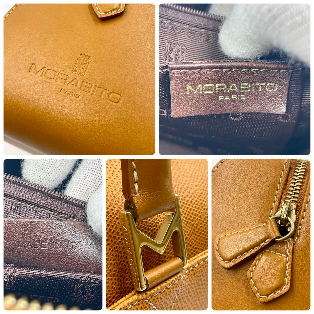 【美品】 モラビト MORABITO ミニボストンバッグ　ブラウン レザー