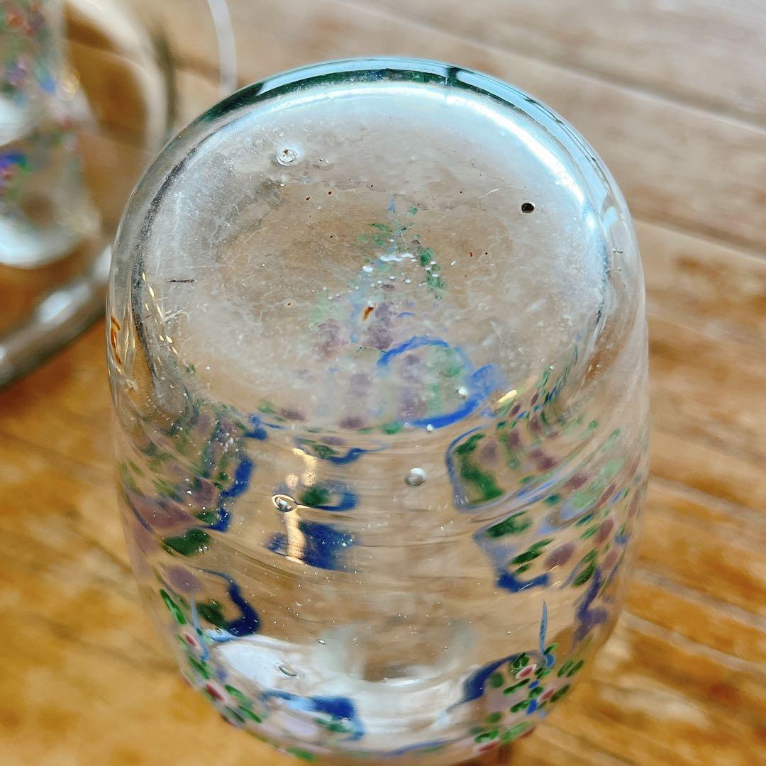 エナメル手描きの花柄が可愛いリキュールグラスSET