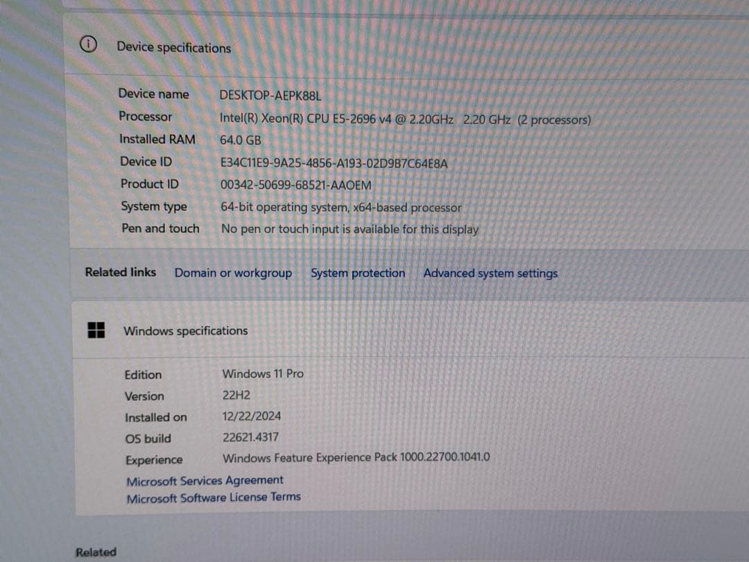 サーバー HP Z840,e5 2696v4,quadro m6000 24GB