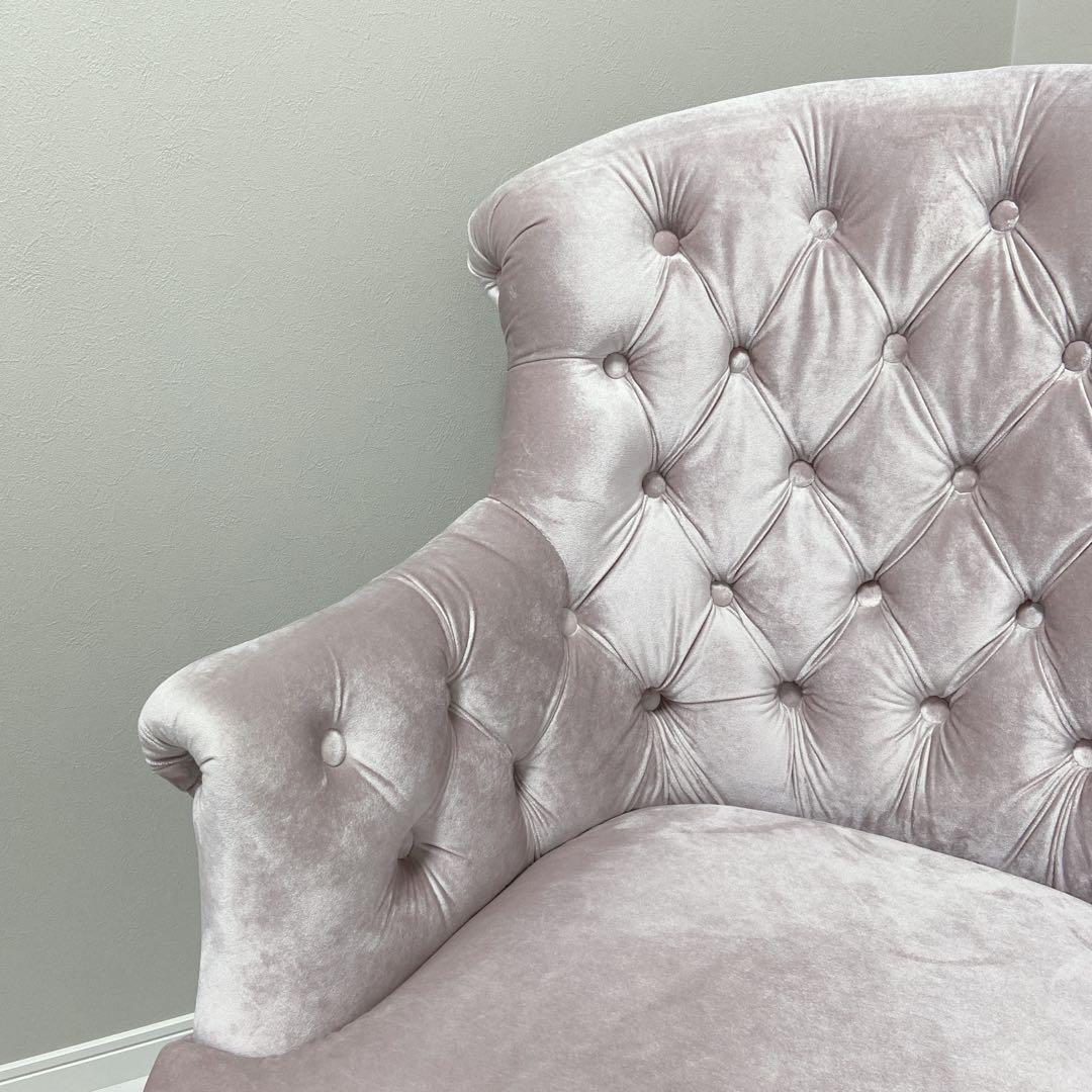 キノ　kino チェスターフィールドソファー　アームチェア ピンク 1人掛け