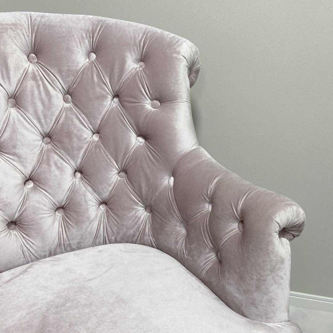 キノ　kino チェスターフィールドソファー　アームチェア ピンク 1人掛け