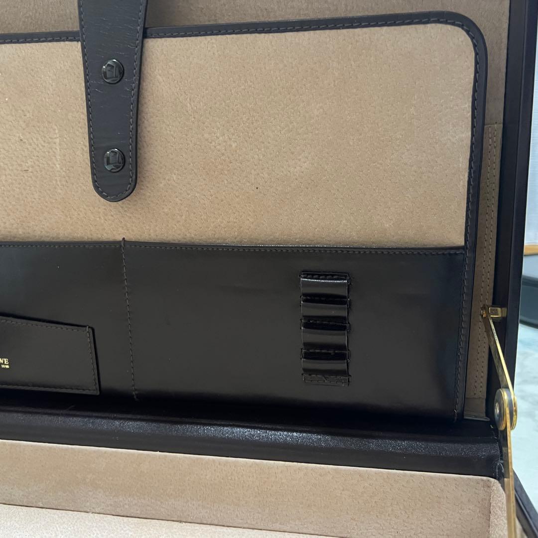 ロエベ アタッシュケース ビジネスバッグ アナグラム レザー ブラウン