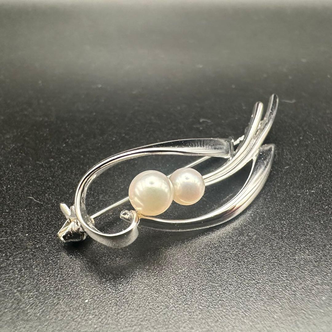 極美品✨　MIKIMOTO ミキモト　パール　ブローチ　ロゴ　刻印　1633