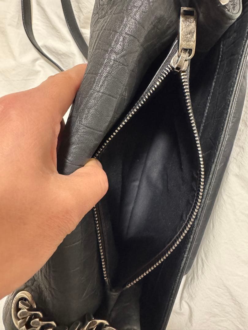 イヴサンローラン YSL ブラックレザー ショルダーバッグ