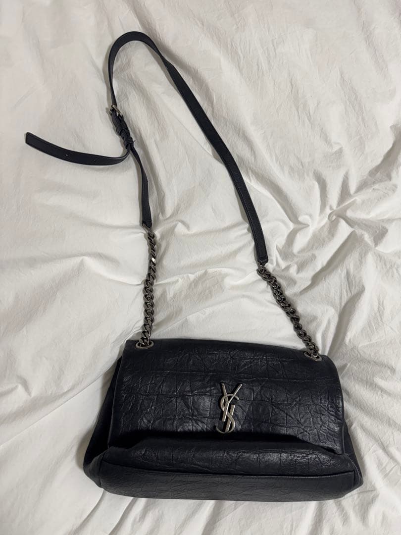 イヴサンローラン YSL ブラックレザー ショルダーバッグ