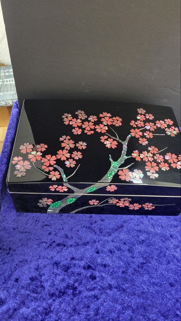 高岡漆器 螺鈿 桜模様 宝箱 青貝塗 アクセサリー