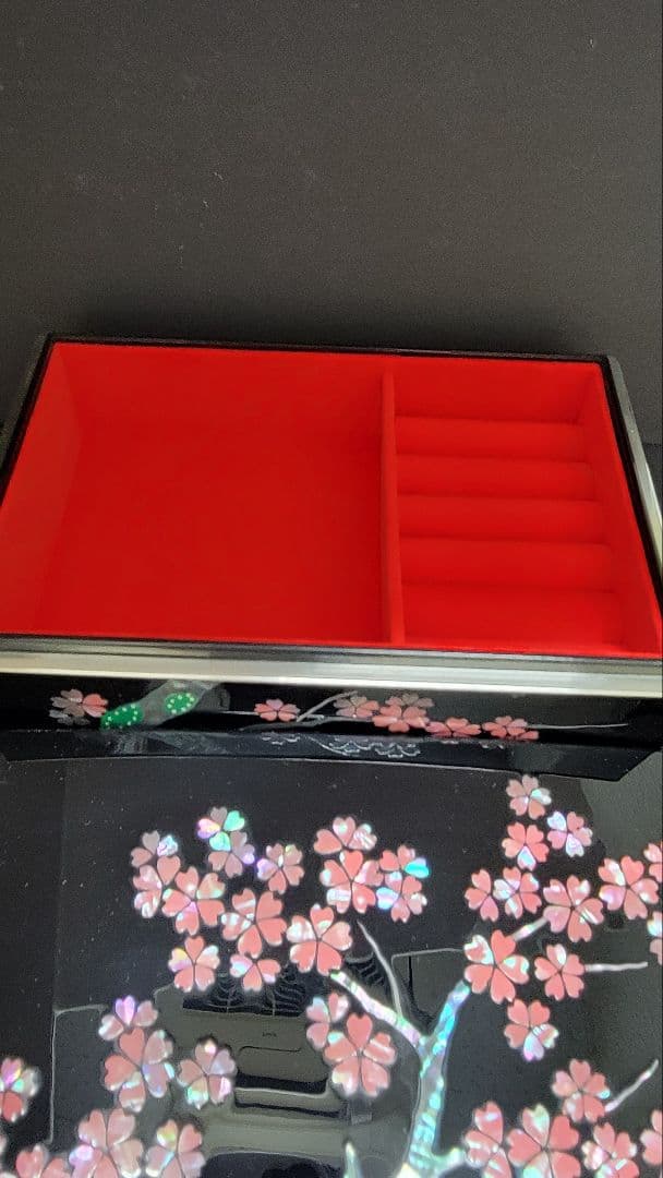 高岡漆器 螺鈿 桜模様 宝箱 青貝塗 アクセサリー
