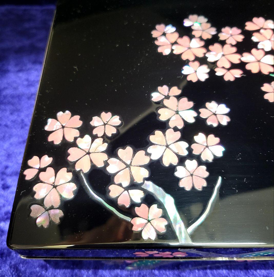 高岡漆器 螺鈿 桜模様 宝箱 青貝塗 アクセサリー