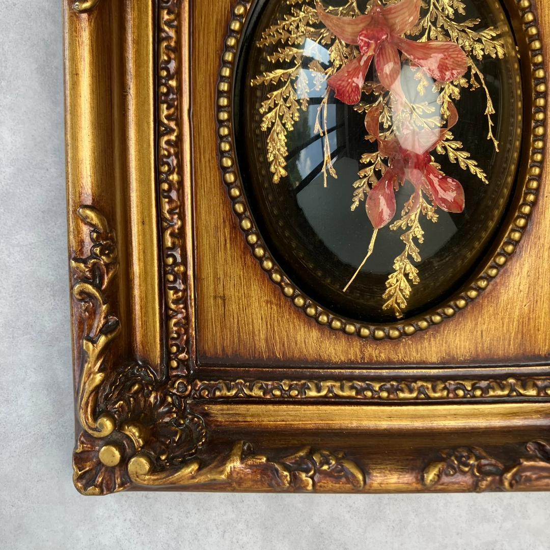 アンティーク　胡蝶蘭　花　金24KGP　リーフインフレーム インテリア ゴールド