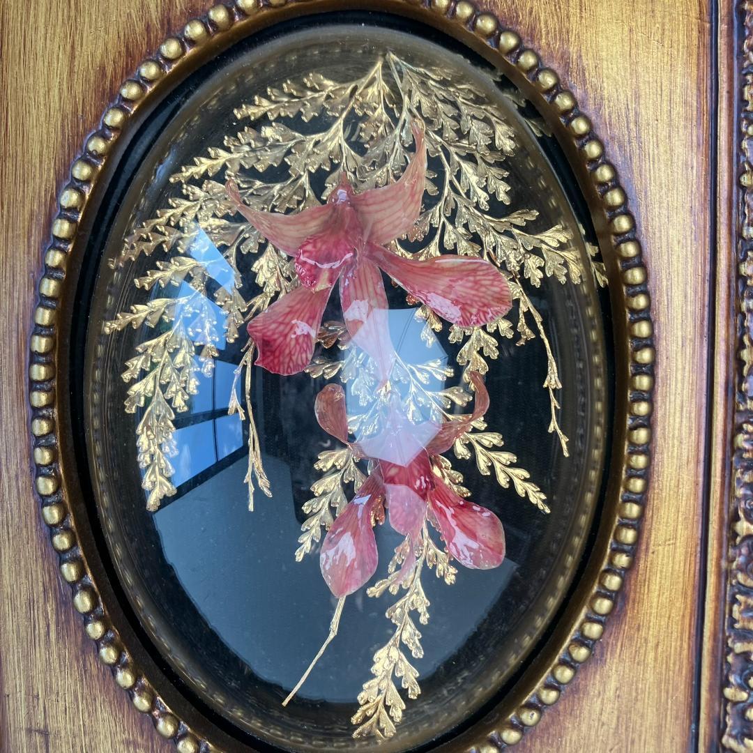 アンティーク　胡蝶蘭　花　金24KGP　リーフインフレーム インテリア ゴールド