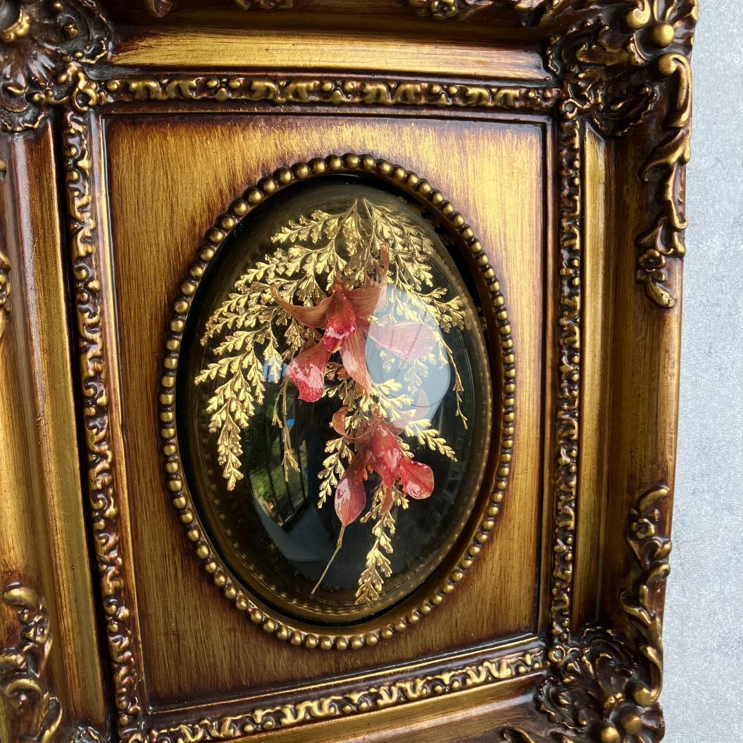 アンティーク　胡蝶蘭　花　金24KGP　リーフインフレーム インテリア ゴールド