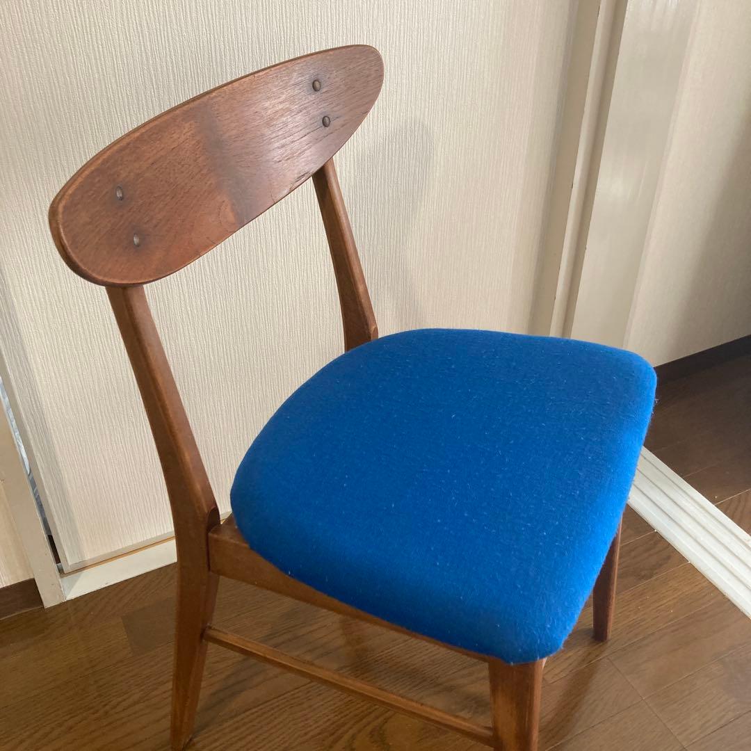 ヴィンテージ　青い木製　デスクチェア