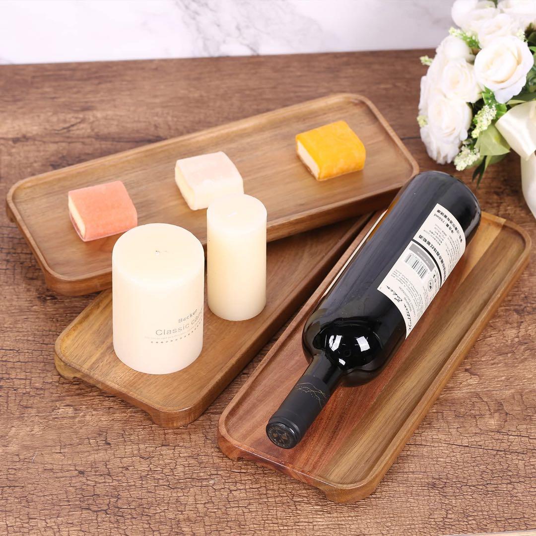 木製プレート サービングトレイ長方形木製サービングトレイ 3枚セット 野菜 果物