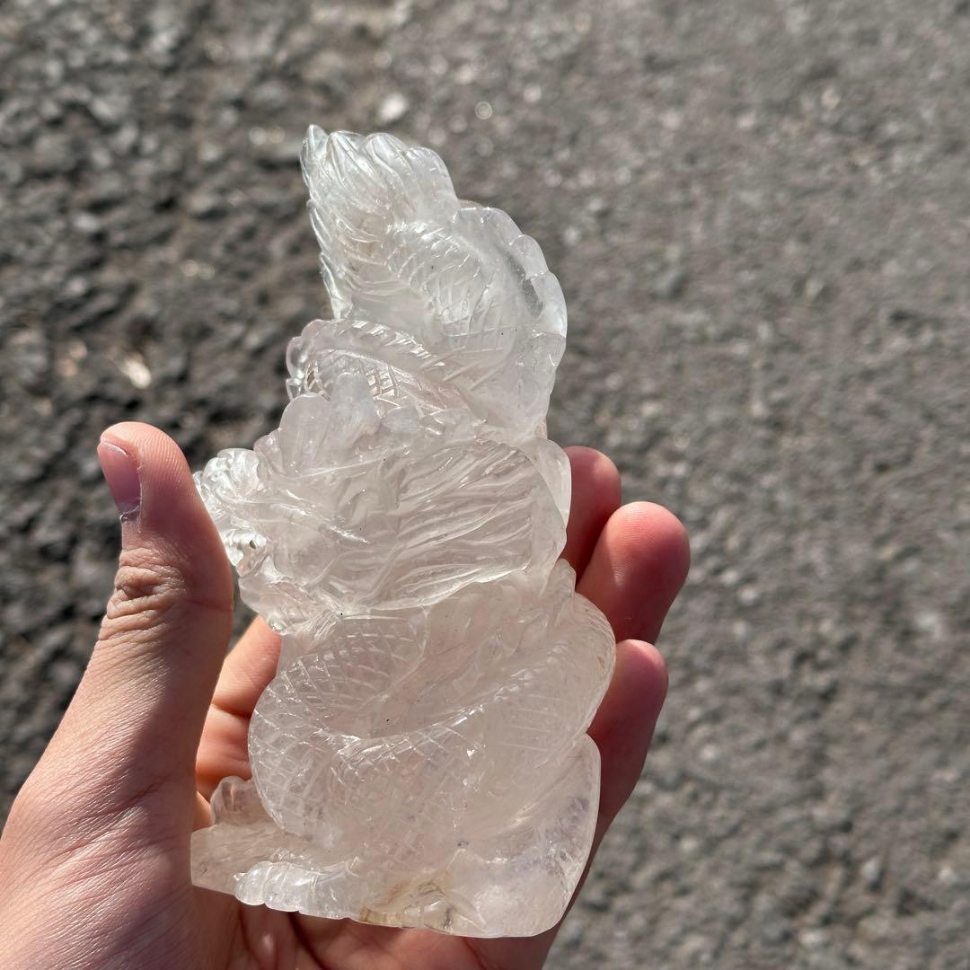 天然石 水晶の龍　置物　ご購入前に在庫確認必要G.159
