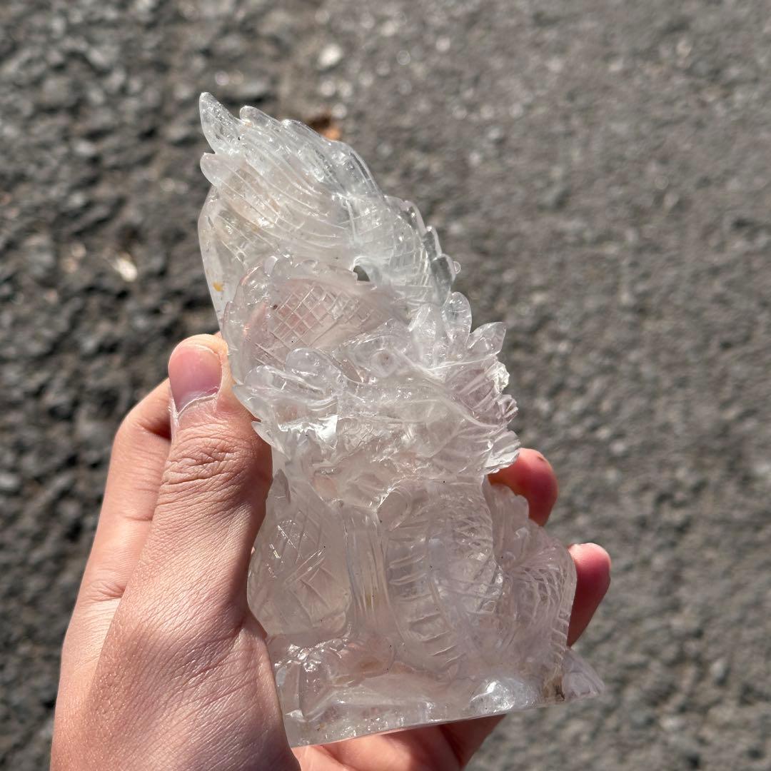 天然石 水晶の龍　置物　ご購入前に在庫確認必要G.159