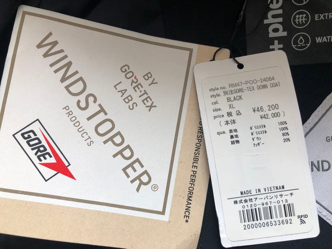 タグ付！『別注』+phenix GORE-TEX ダウンコート／ダウンジャケット