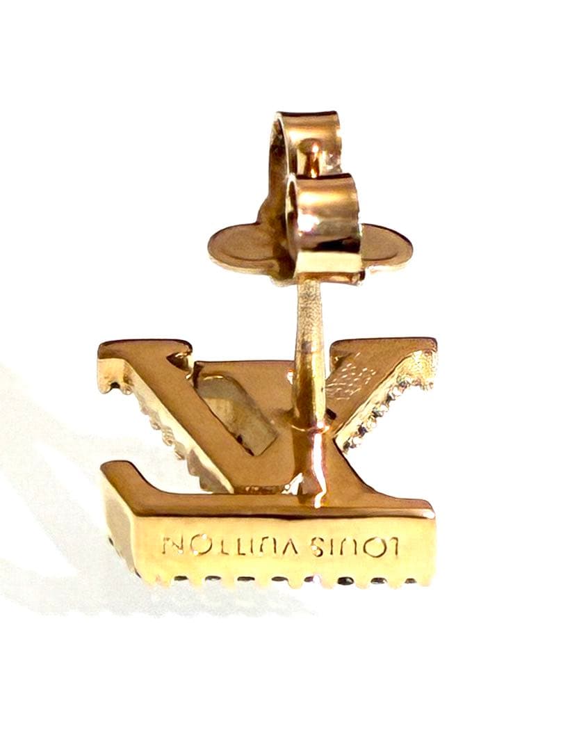 ルイヴィトンピアス片耳用　ラインストーンゴールド