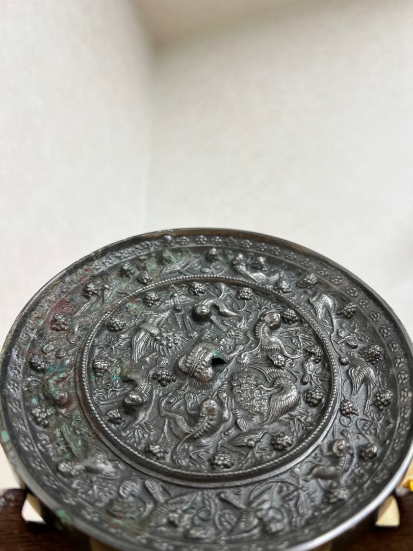 中国唐代海獸葡萄紋青銅鏡骨董青銅器古美術アンティーク　江戸　青磁コレクション
