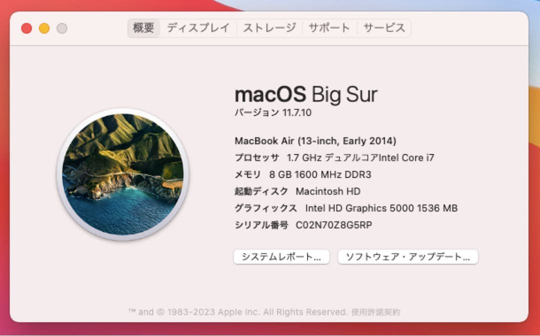 MacBook本体 MacBook Air (13-inch, Early 2014)