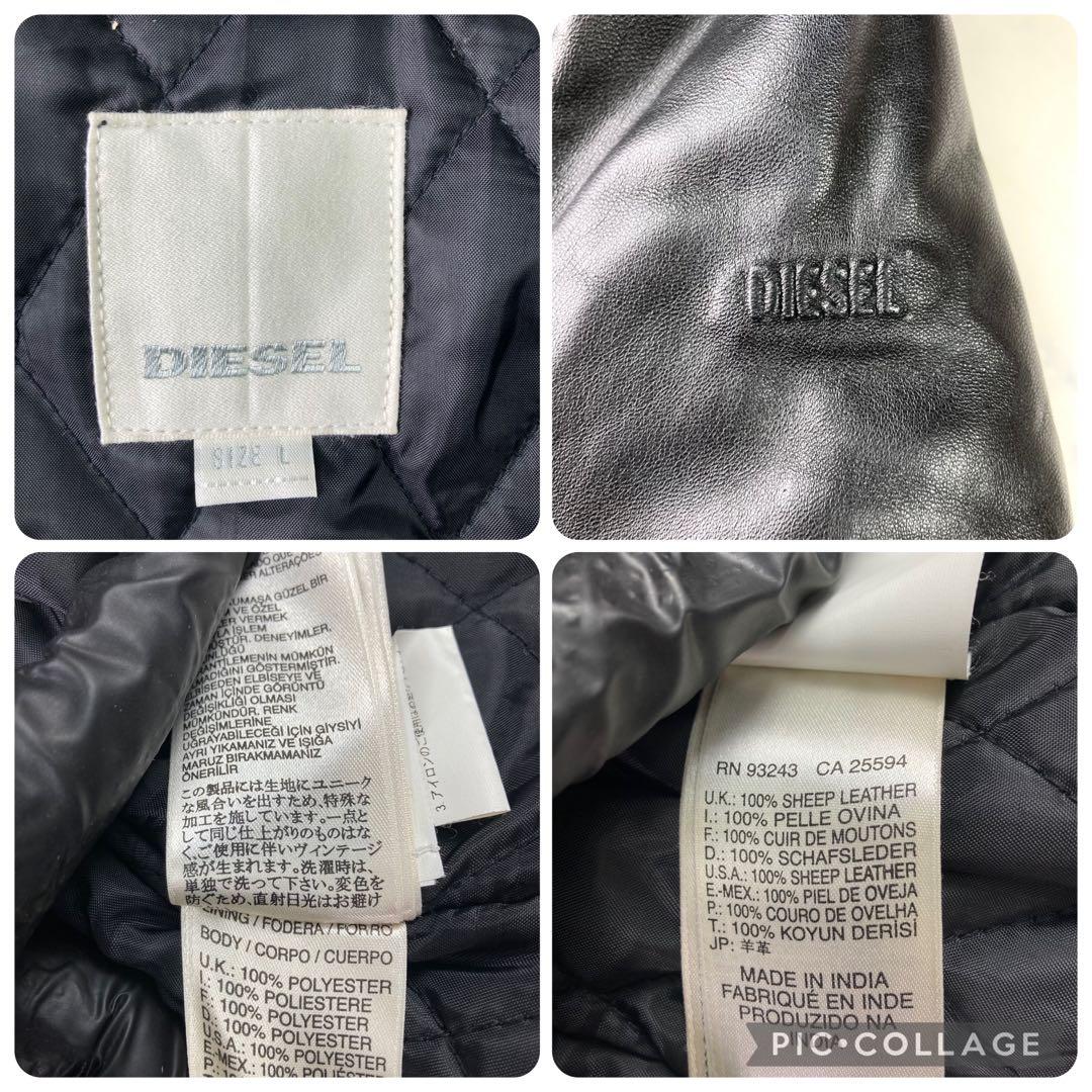 希少 ディーゼル ライダースジャケット シングル 黒 シープレザー y2k
