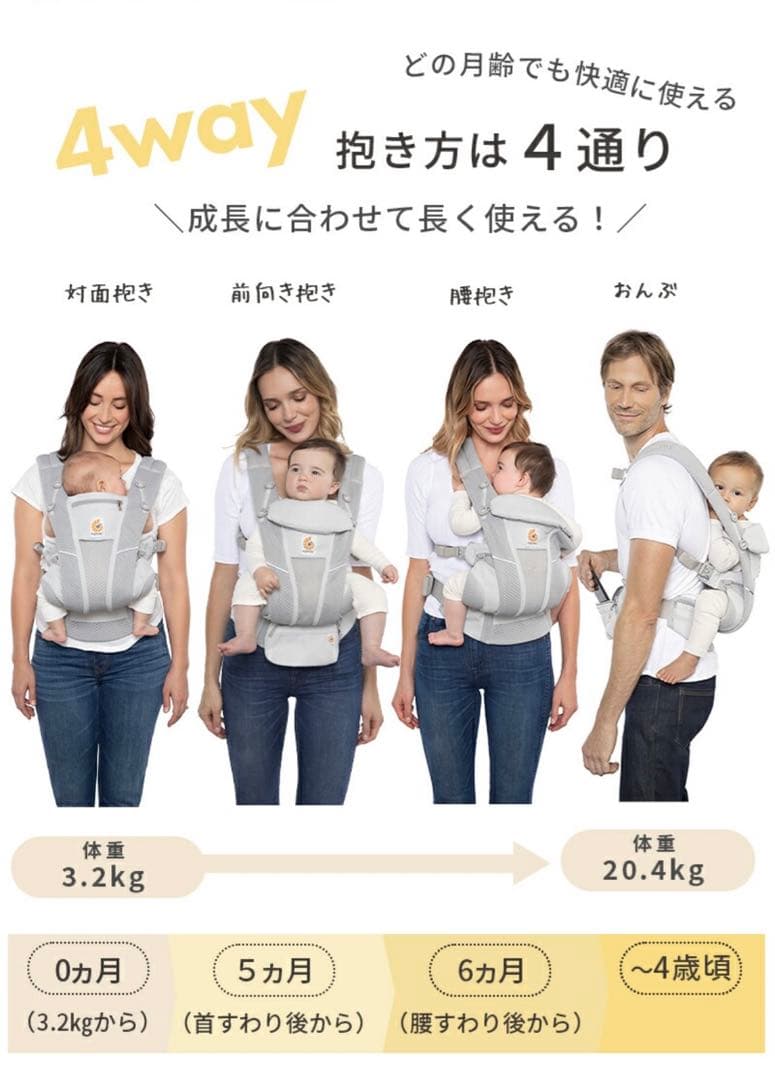 【美品】ergobaby OMNI breeze ブラック 収納ポーチ付き