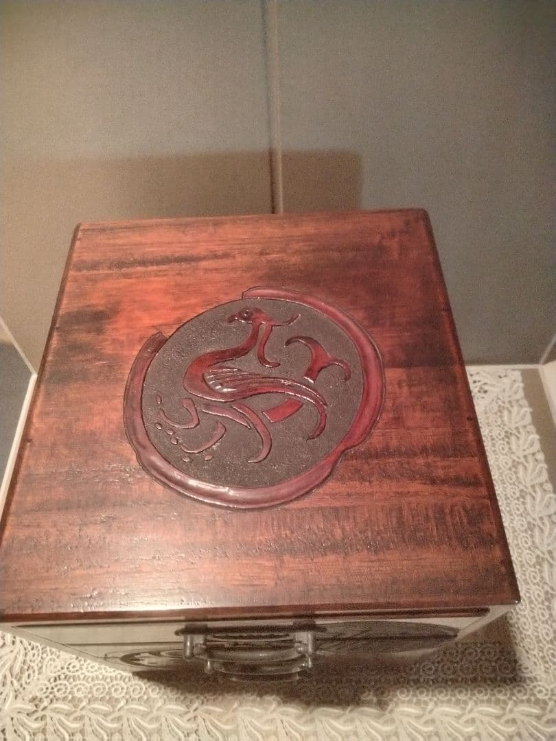 岡山　烏城彫　小物入三段（小）古瓦　美品