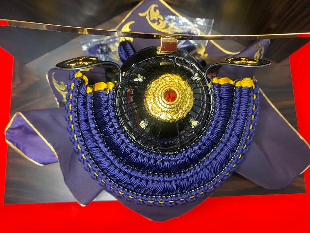 伊達政宗　東京久月　五月人形　銘木シリーズ　黒檀　名入れ家紋付き兜飾り収納セット