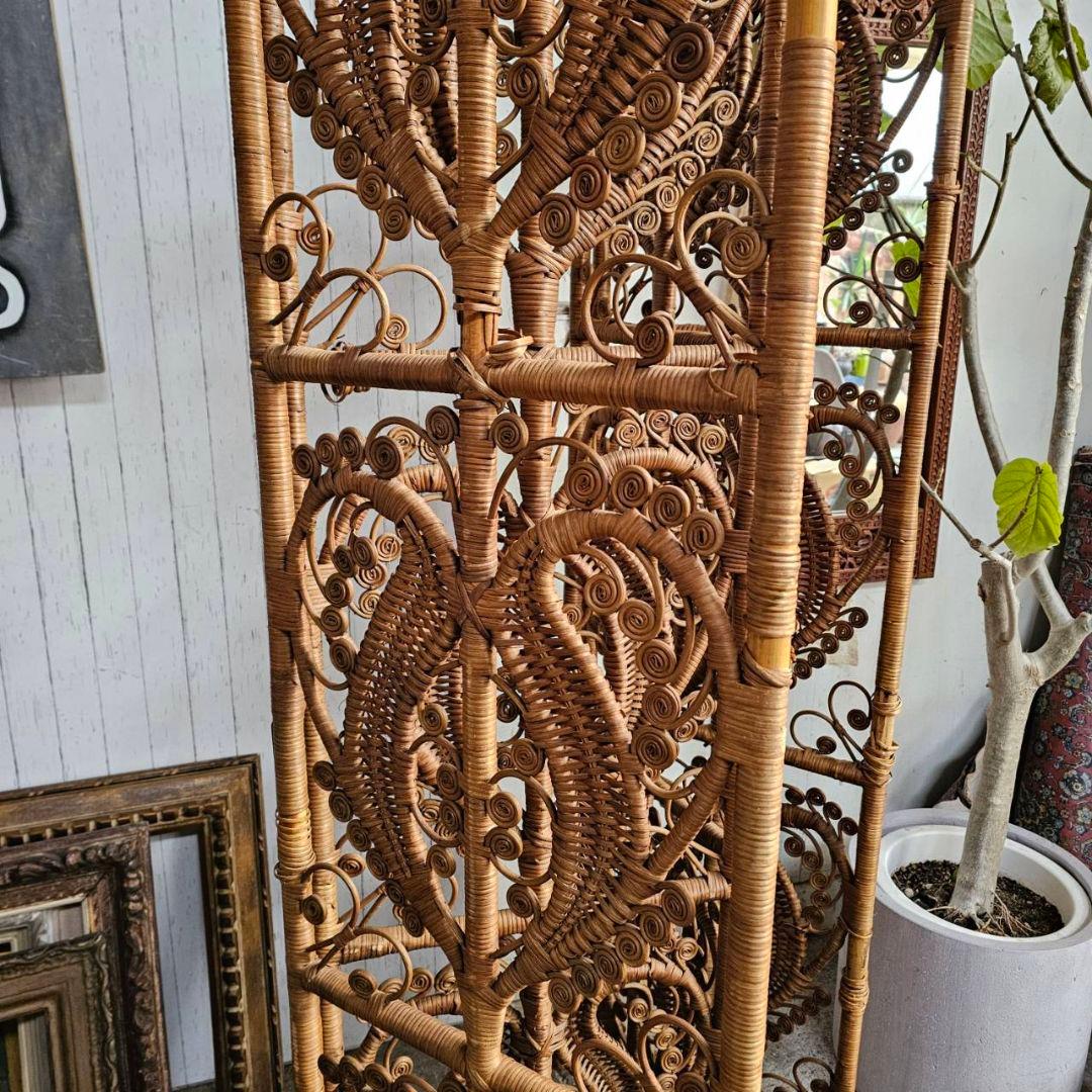 オールドラタン　パーテーション　インテリア　間仕切 ヴィンテージ