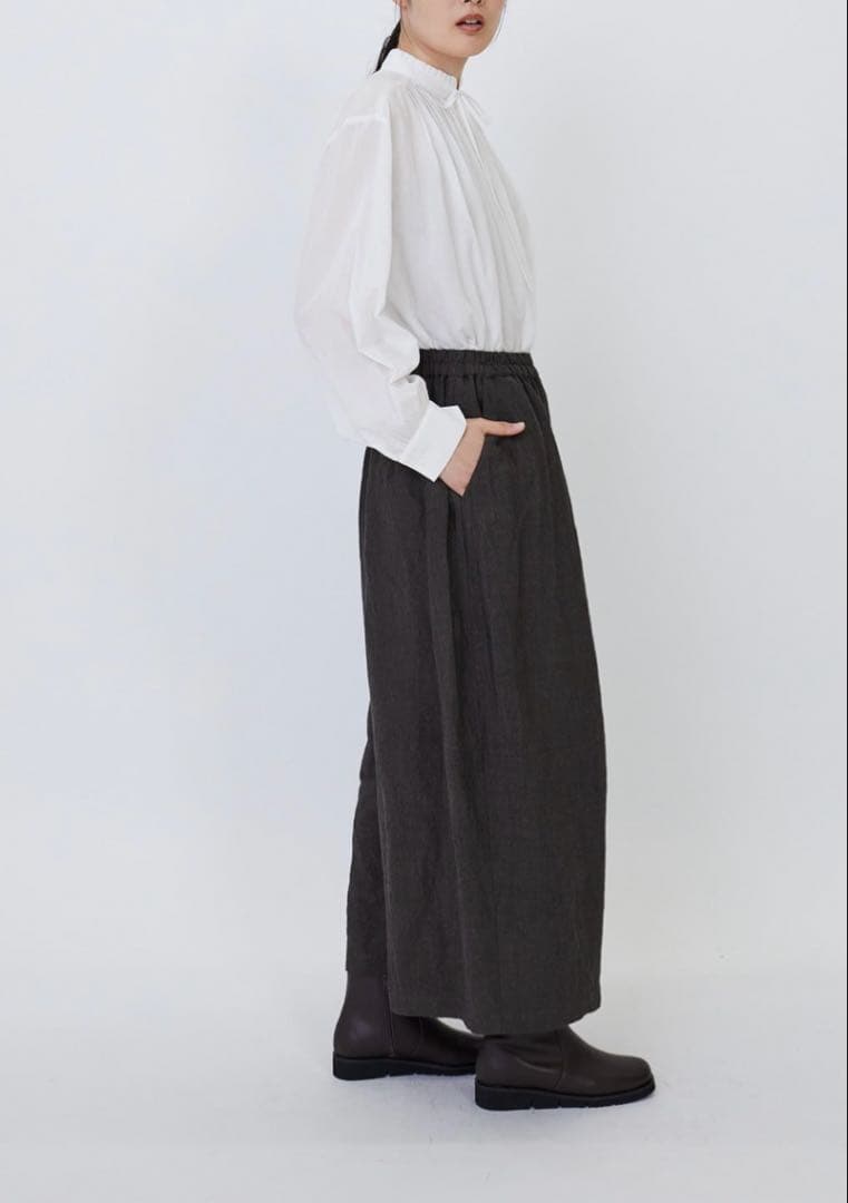 未使用定価3.3万円ロワズィールLOISIRバンブーリネンボトルシルエットパンツ