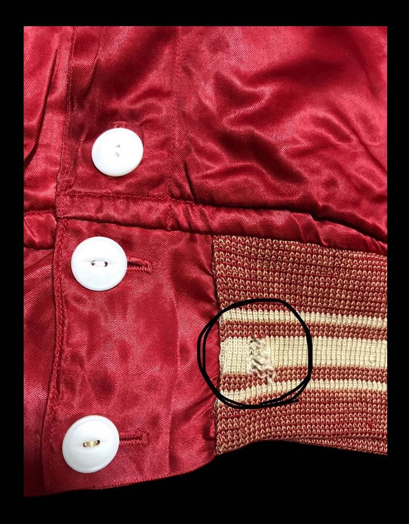 vintage 40s 50s サテンスタジャン ボタスタ 赤　ロカビリー