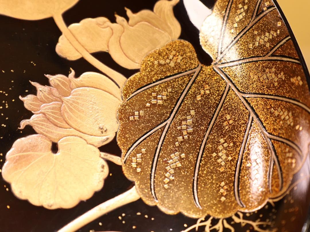 アリサ　BK413　時代輪島塗　蓮図金蒔絵　吸物椀　二客　木製　茶道具