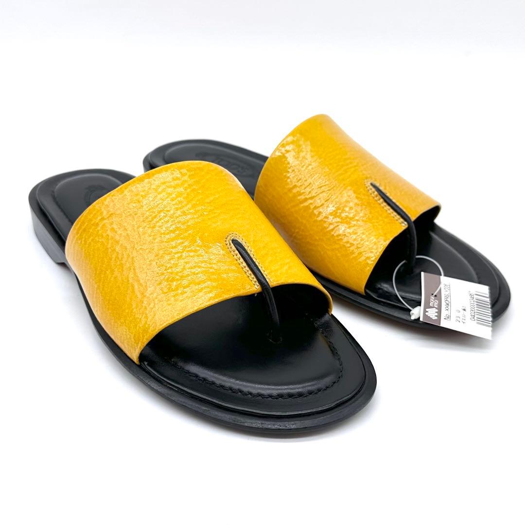 未使用✨TOD'S トッズ フラットサンダル パテントレザー イエロー 23cm