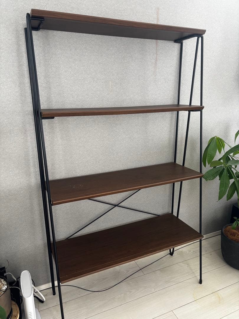 【KEYUCA】ダークブラウン4段オープンシェルフ