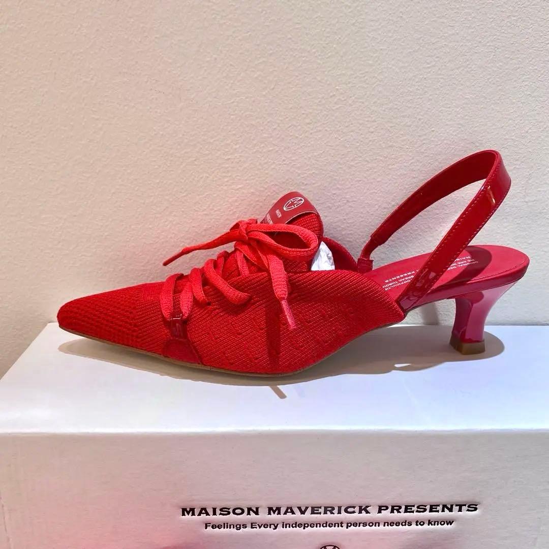【新品・未使用】MAISONMAVERICKニットレースアップミュール
