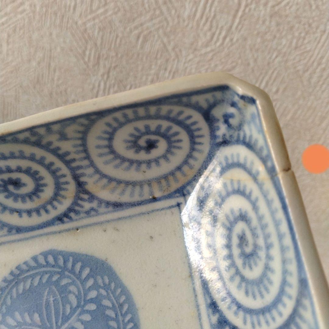 古伊万里切込焼蛸唐草長皿二客