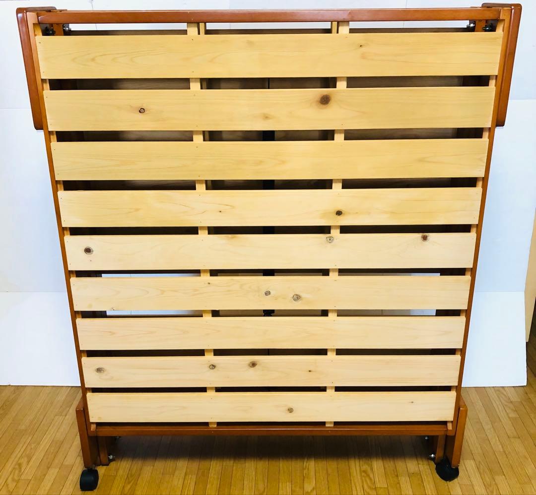 日本製　ひのき　すこのベッド　シングル　折りたたみ　キャスター付