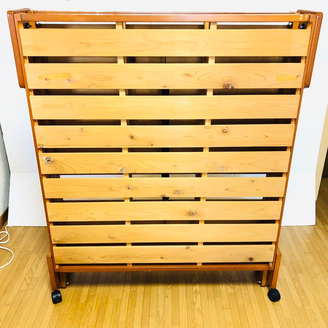 日本製　ひのき　すこのベッド　シングル　折りたたみ　キャスター付