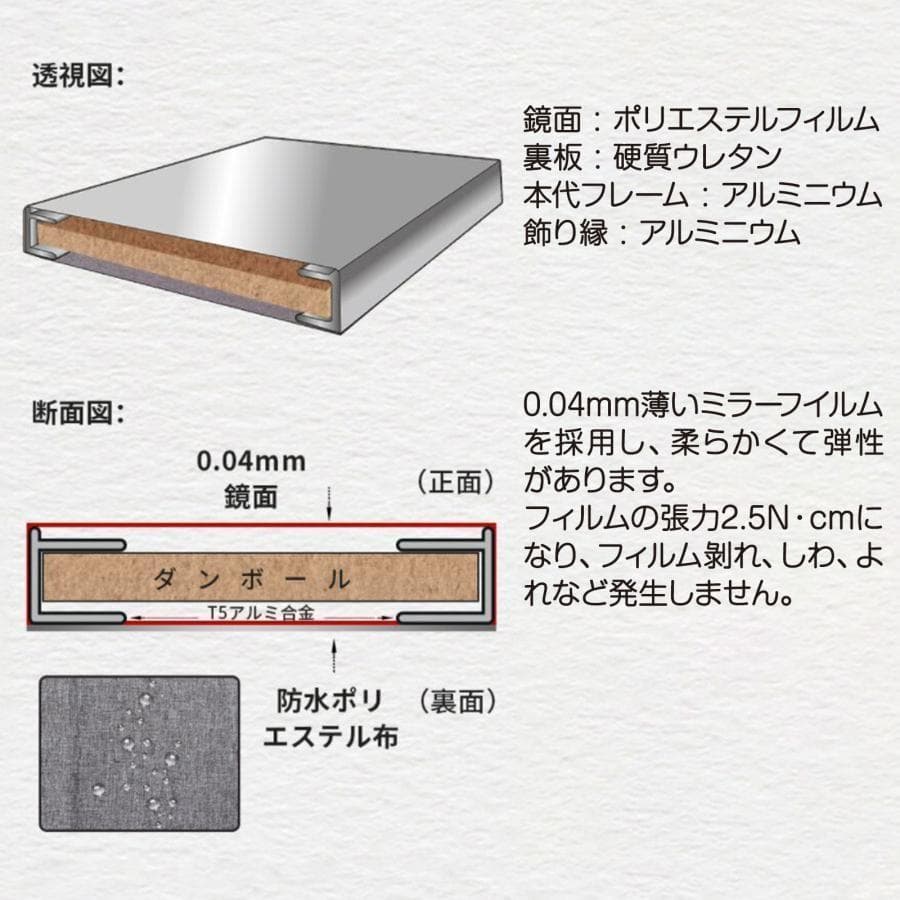 割れない鏡 姿見 全身鏡 フィルムミラー 壁掛け鏡 幅80cm 木目調 2297