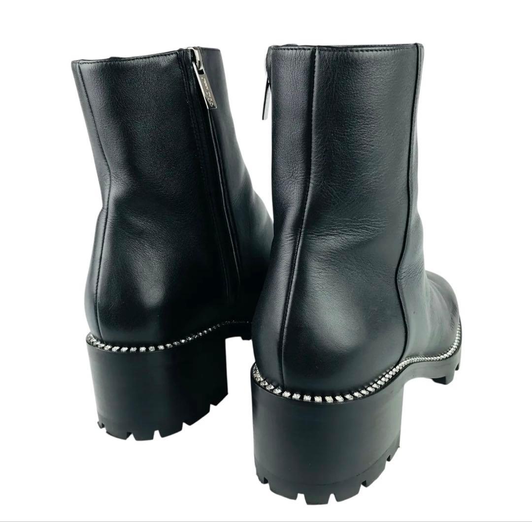 JIMMY CHO クリスタル レザーサイドジップ ショートブーツ(39）