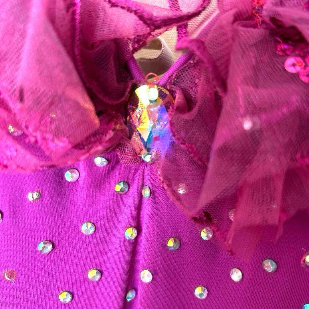 【華やか】フューシャピンク 豪華ストーン　クリスアン　社交ダンス　最終お値下げ