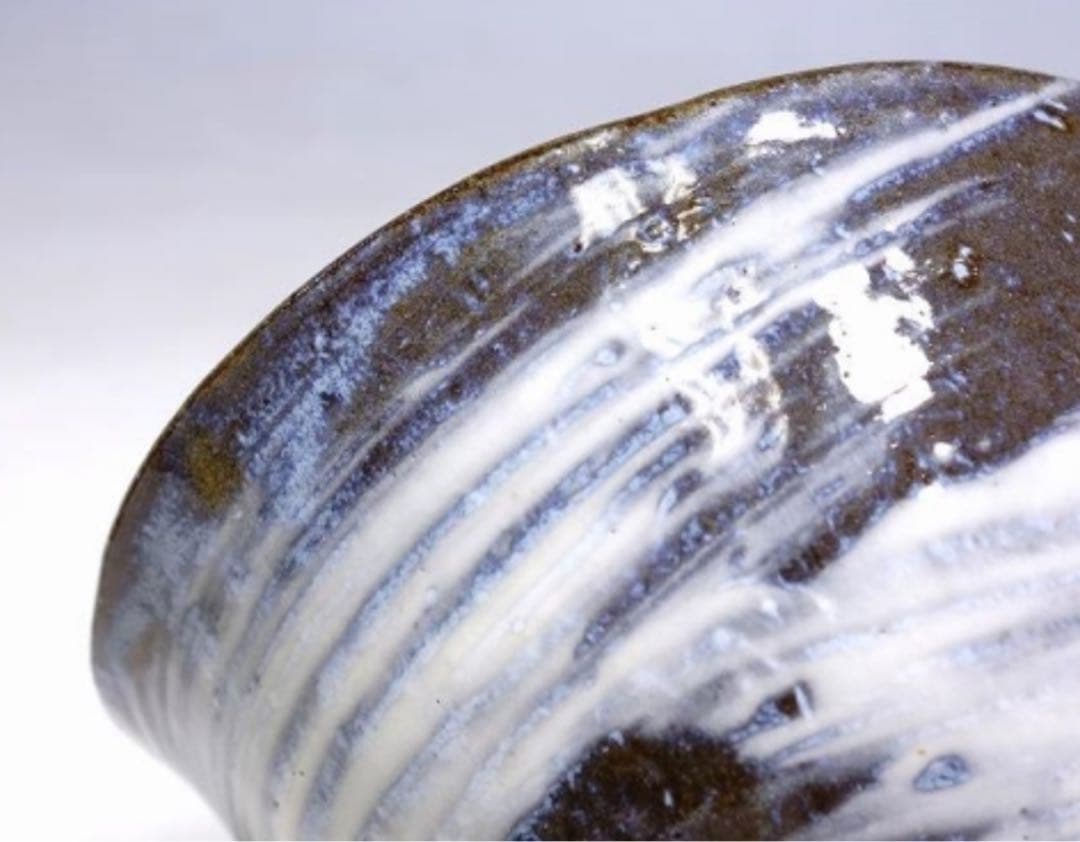 未使用 黄金崎 日高窯　三島暦 刷毛目 茶碗 抹茶碗 茶道具　化粧箱桐箱